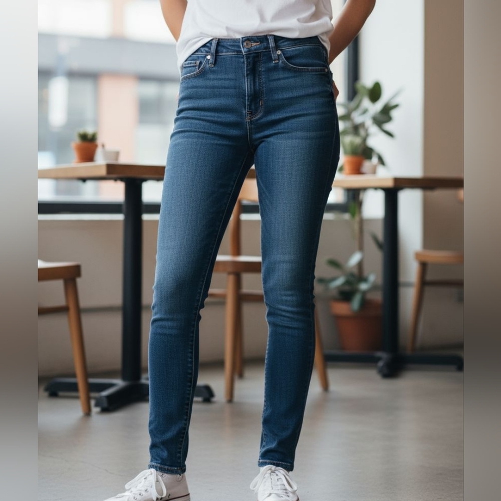 EUC Paige Dark Blue Wash Size 24 Hoxton Ankle High Rise Jeans!!
